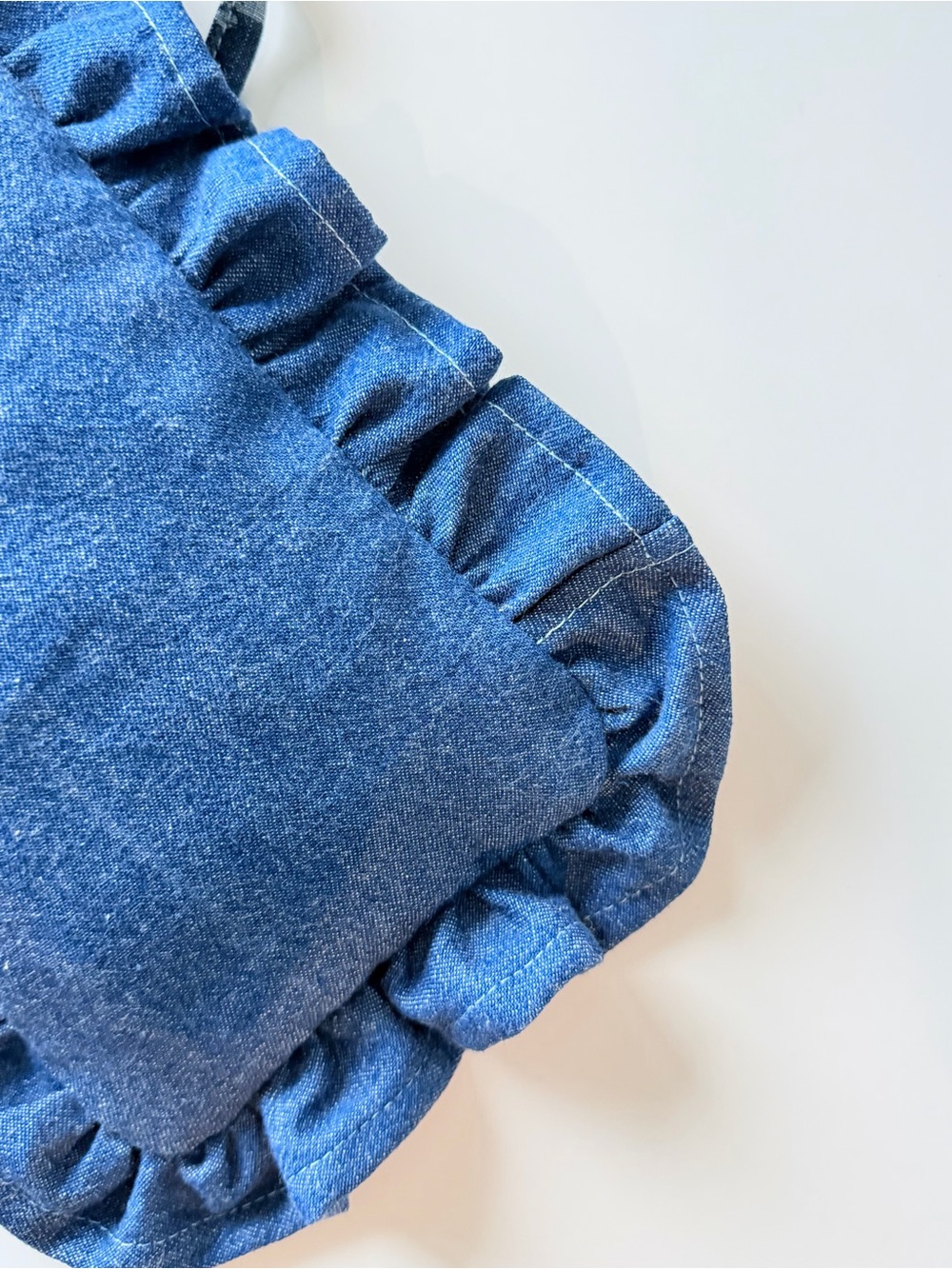 Handmade Denim Ruffle Crossbody Bag Blue Jean Bow Cottagecore Y2K - Picture 7 of 10